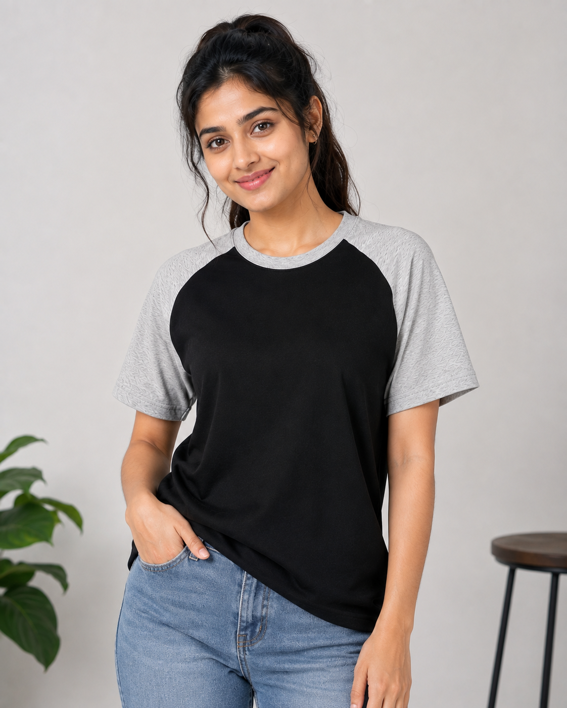 Raglan - Round-Neck Half-Sleeve