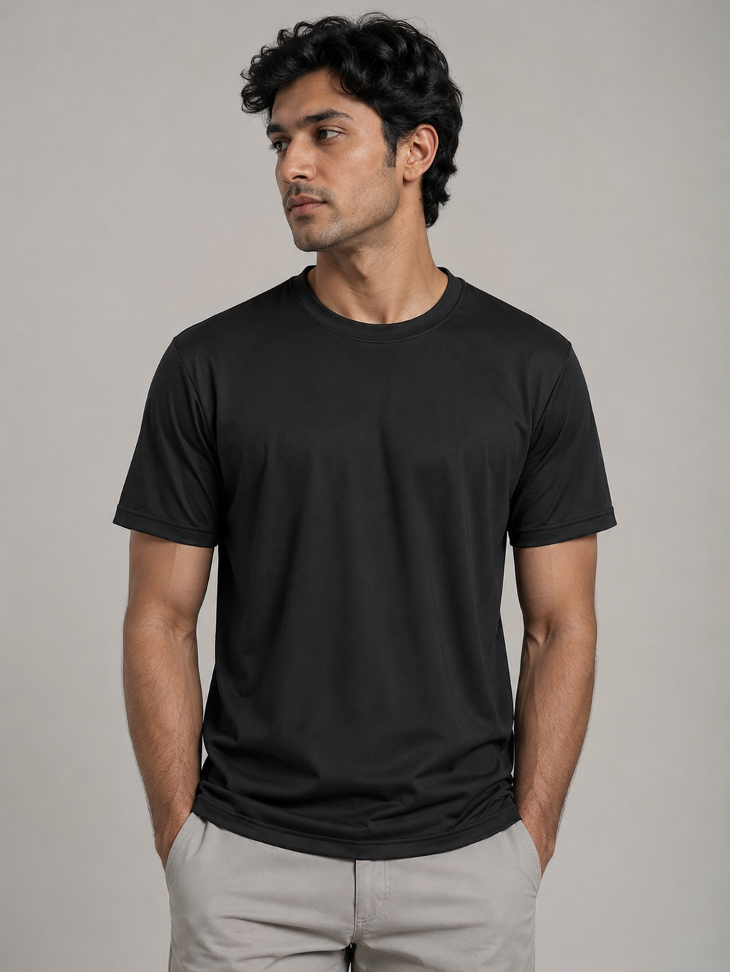 Mesh-Back Tee - Round-Neck Half-Sleeve
