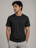 Mesh-Back Tee - Round-Neck Half-Sleeve