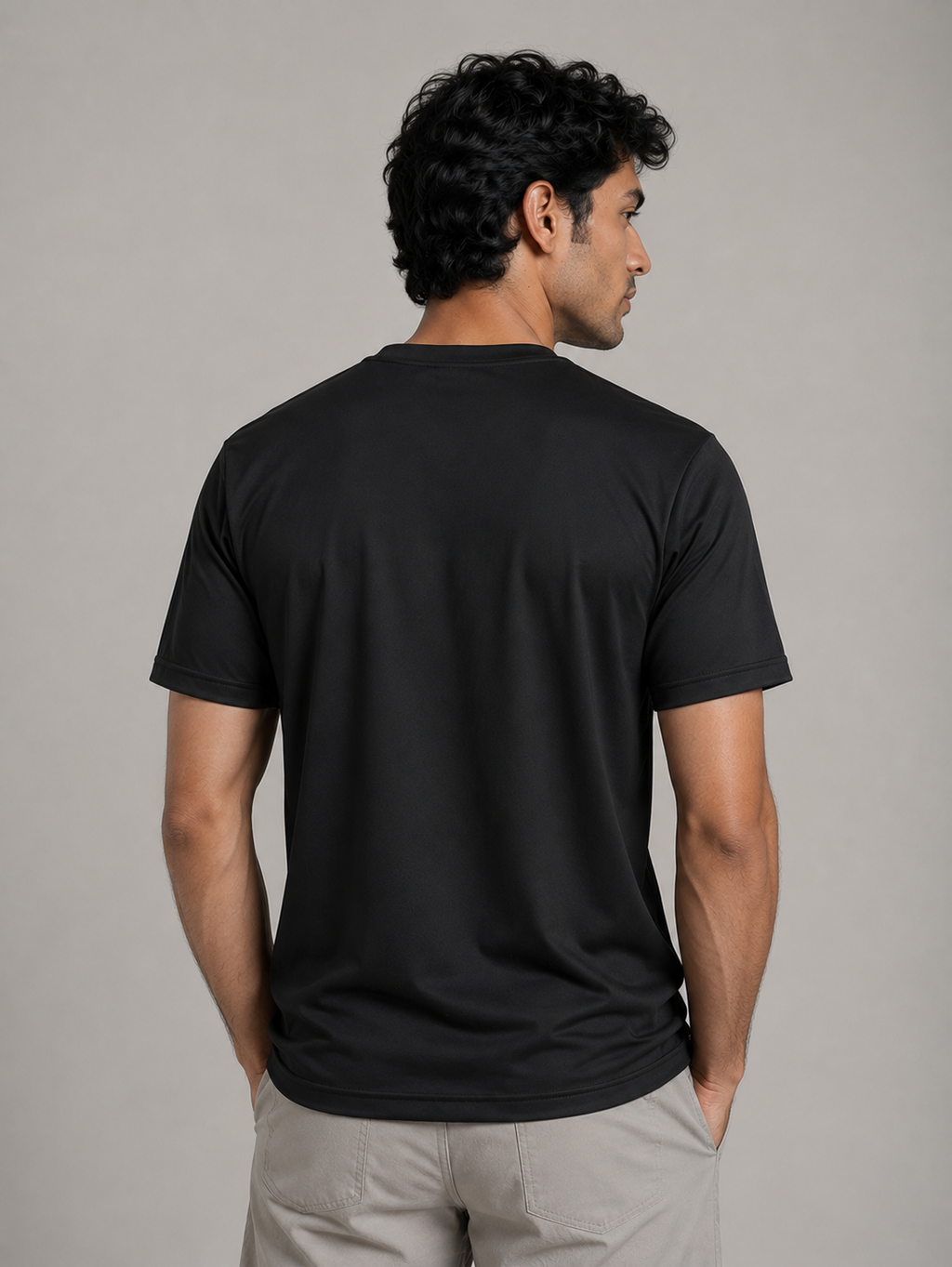 Mesh-Back Tee - Round-Neck Half-Sleeve