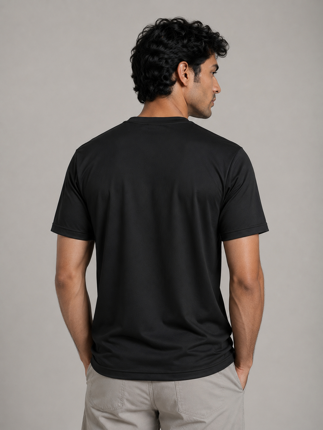 Mesh-Back Tee - Round-Neck Half-Sleeve