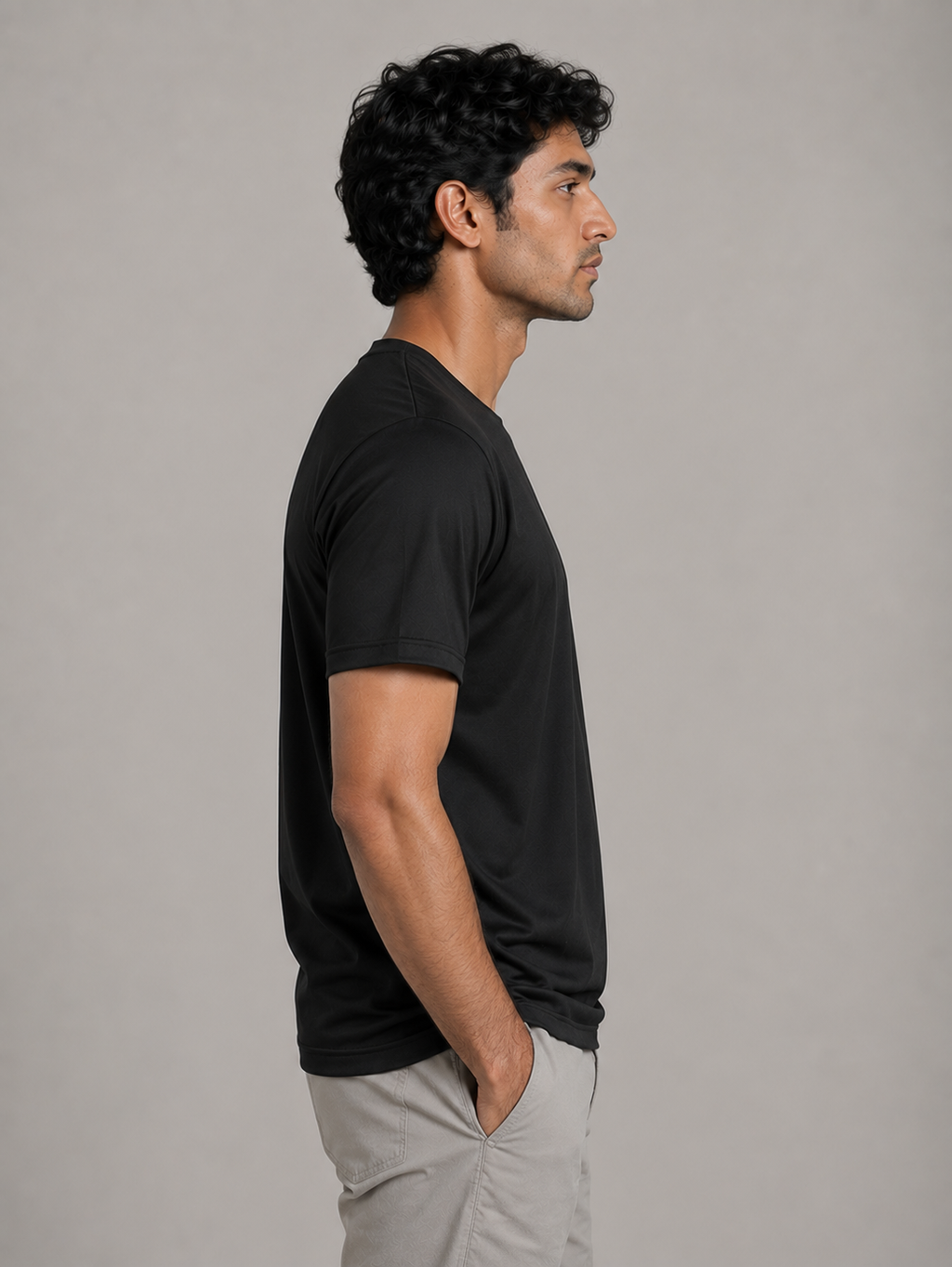 Mesh-Back Tee - Round-Neck Half-Sleeve