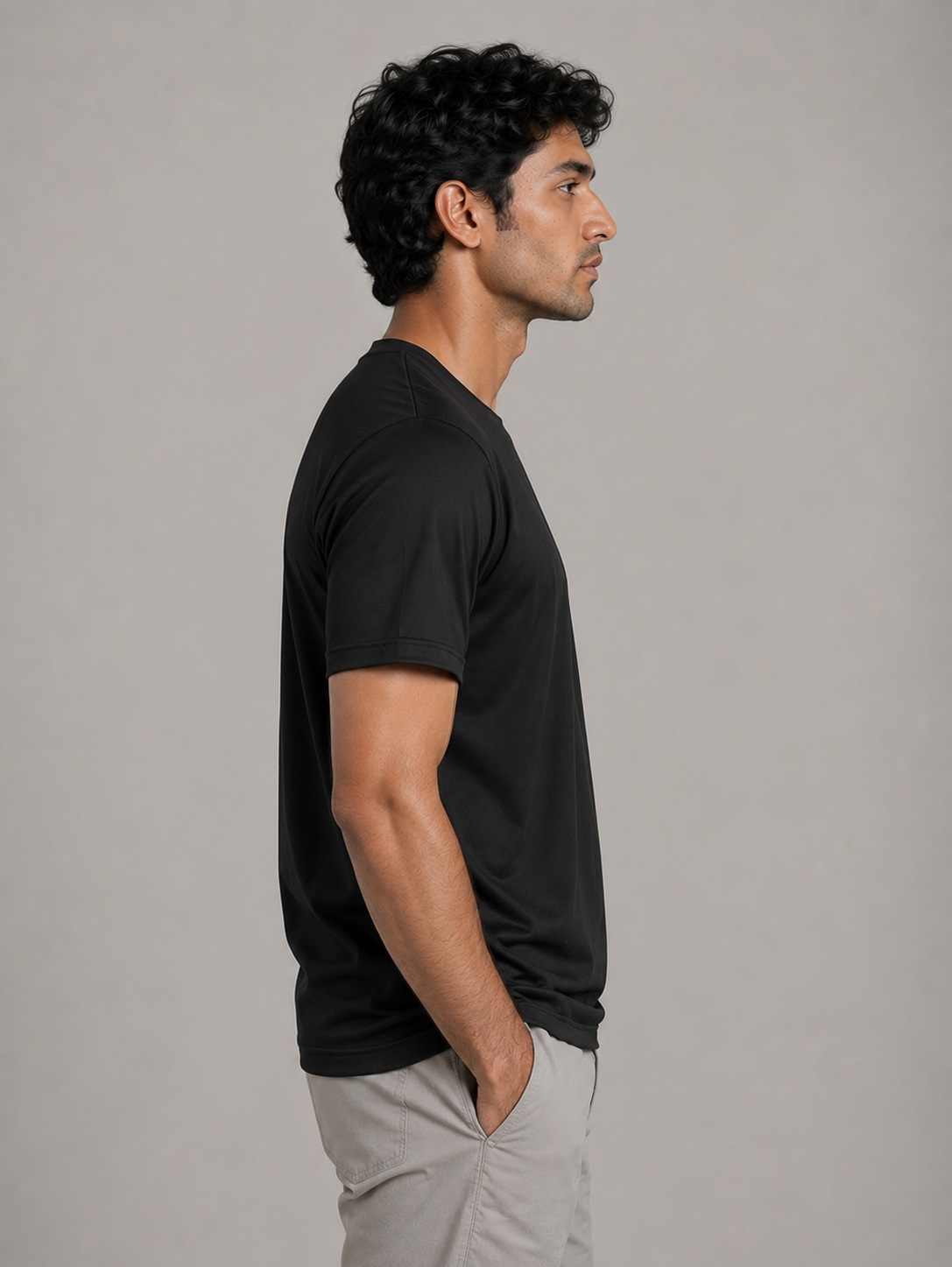 Mesh-Back Tee - Round-Neck Half-Sleeve