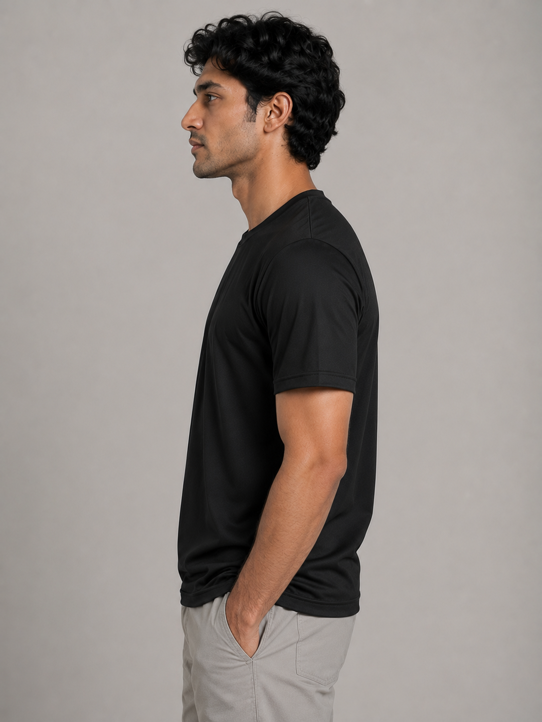 Mesh-Back Tee - Round-Neck Half-Sleeve