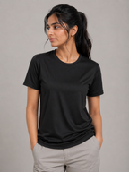 Mesh-Back Tee - Round-Neck Half-Sleeve