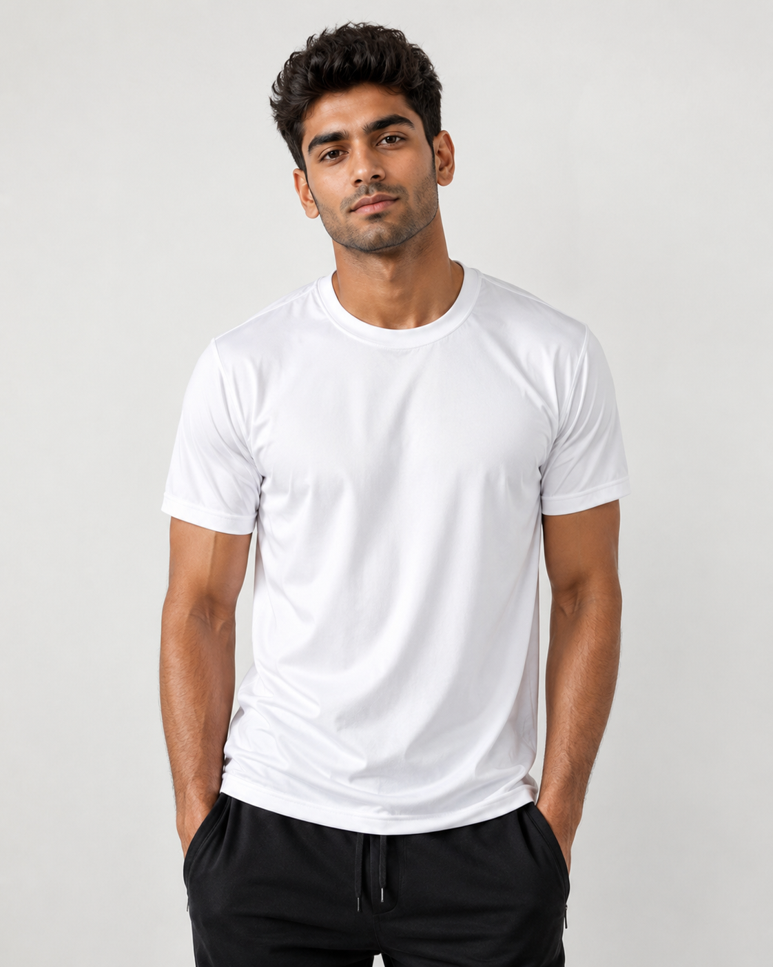 Mesh-Back Tee - Round-Neck Half-Sleeve