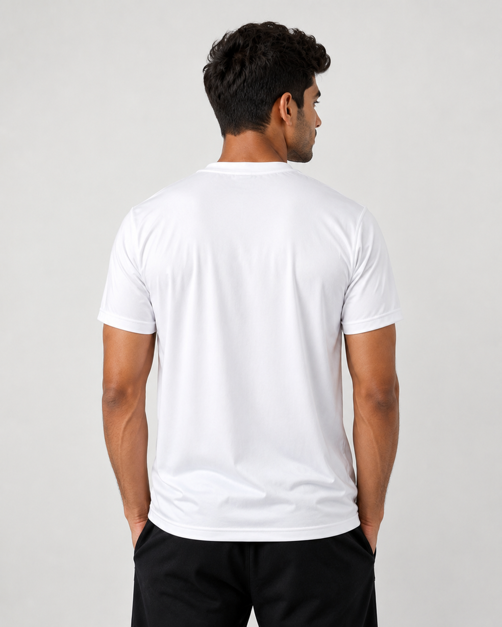 Mesh-Back Tee - Round-Neck Half-Sleeve
