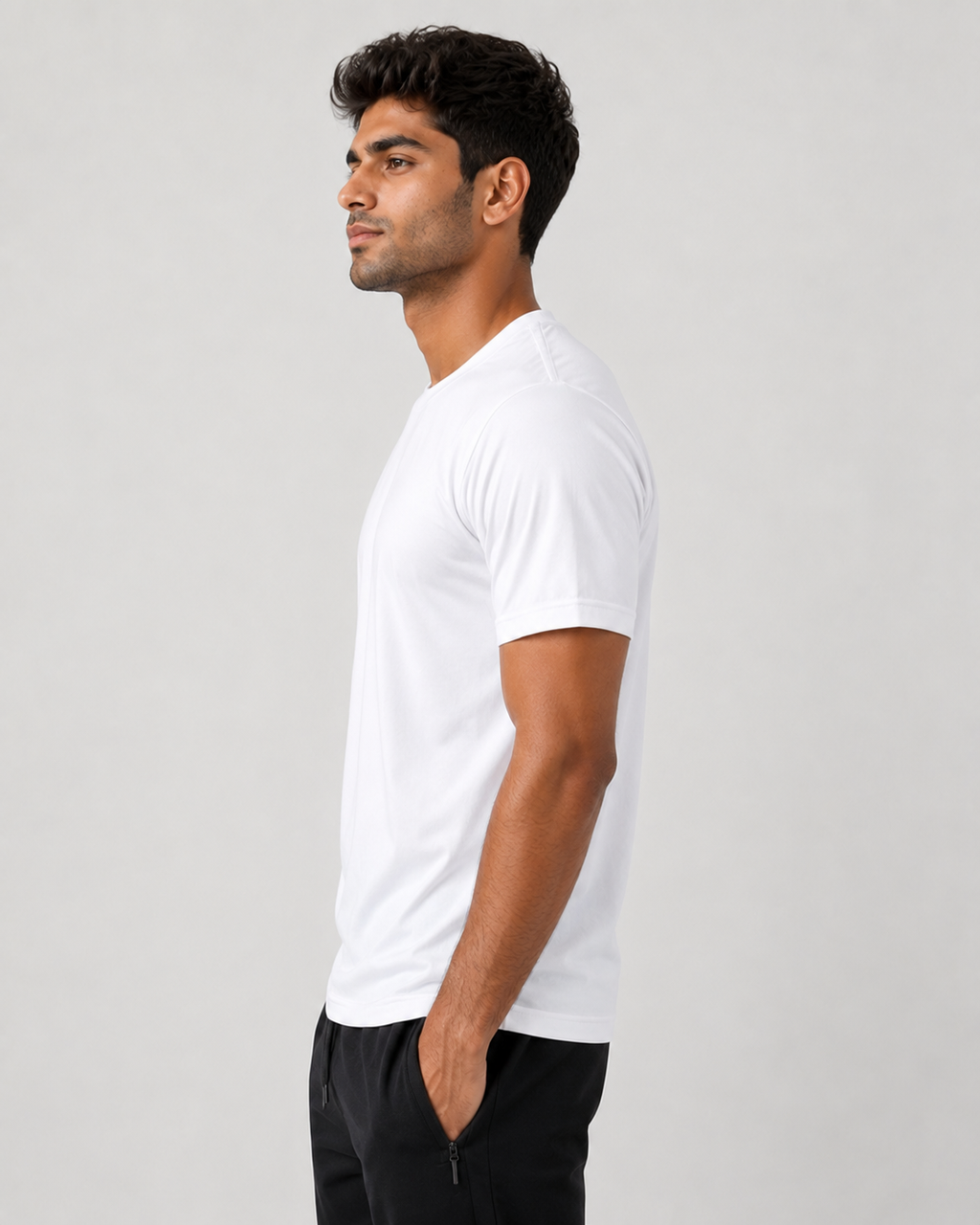 Mesh-Back Tee - Round-Neck Half-Sleeve