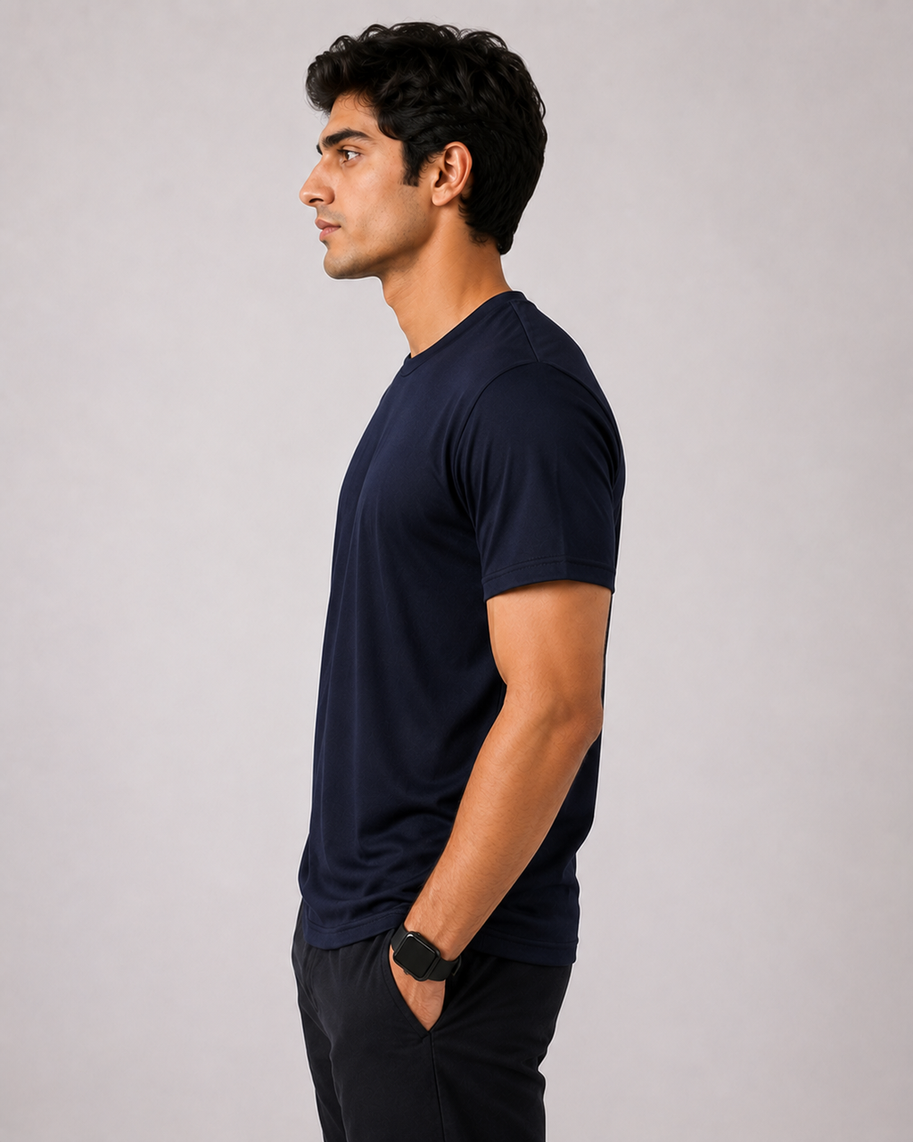 Mesh-Back Tee - Round-Neck Half-Sleeve
