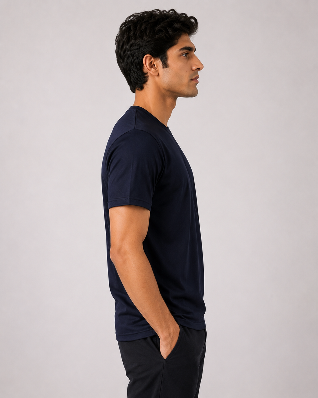 Mesh-Back Tee - Round-Neck Half-Sleeve