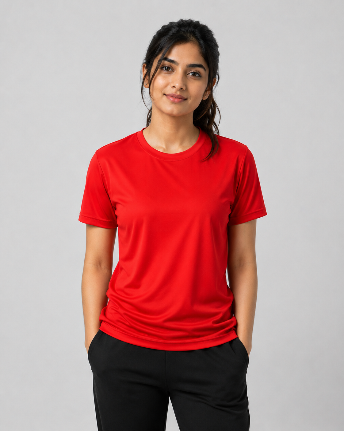 Mesh-Back Tee - Round-Neck Half-Sleeve
