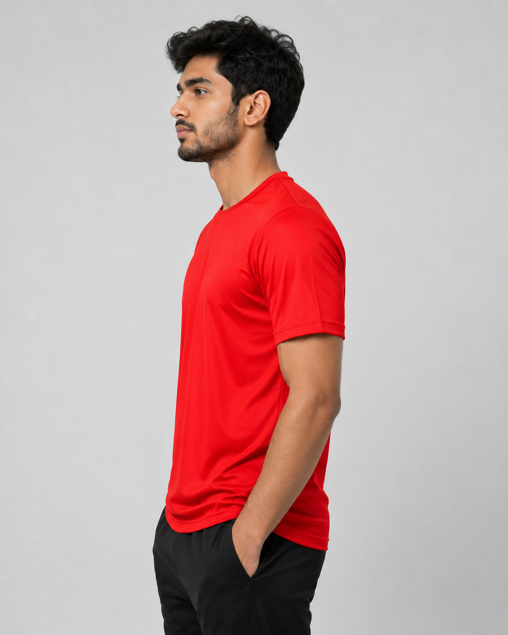 Mesh-Back Tee - Round-Neck Half-Sleeve