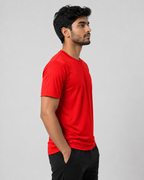 Mesh-Back Tee - Round-Neck Half-Sleeve