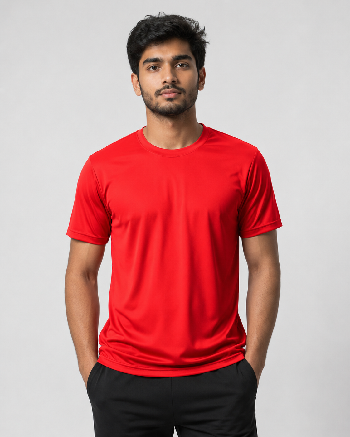 Mesh-Back Tee - Round-Neck Half-Sleeve
