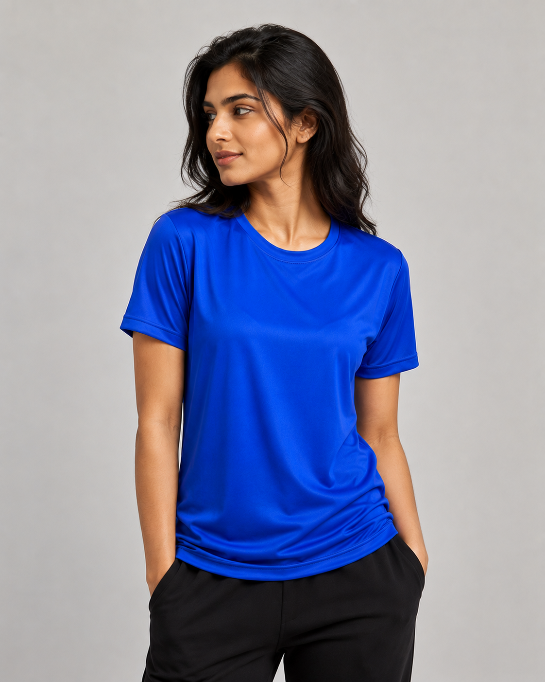 Mesh-Back Tee - Round-Neck Half-Sleeve