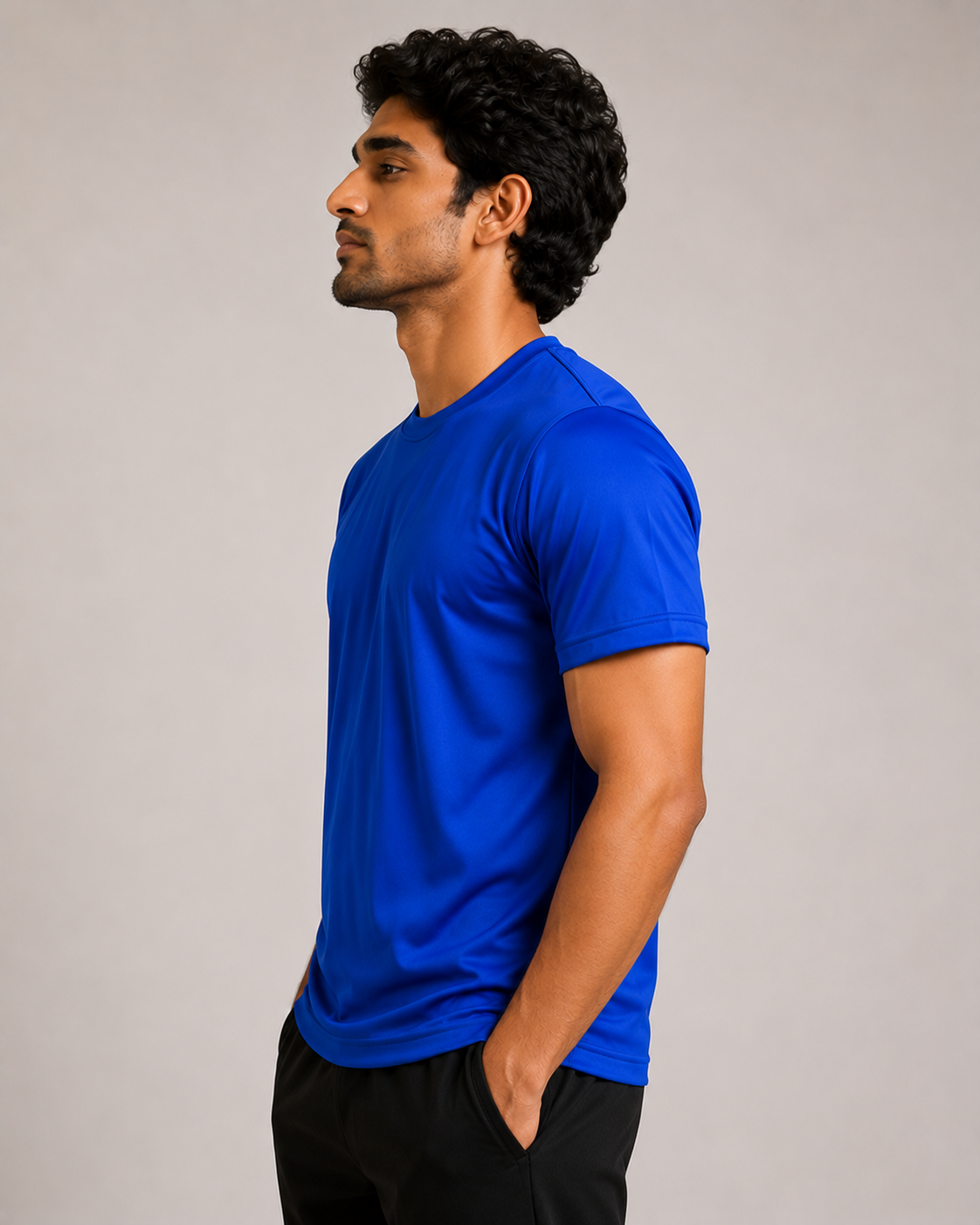 Mesh-Back Tee - Round-Neck Half-Sleeve