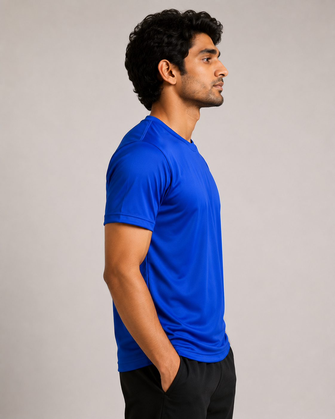 Mesh-Back Tee - Round-Neck Half-Sleeve