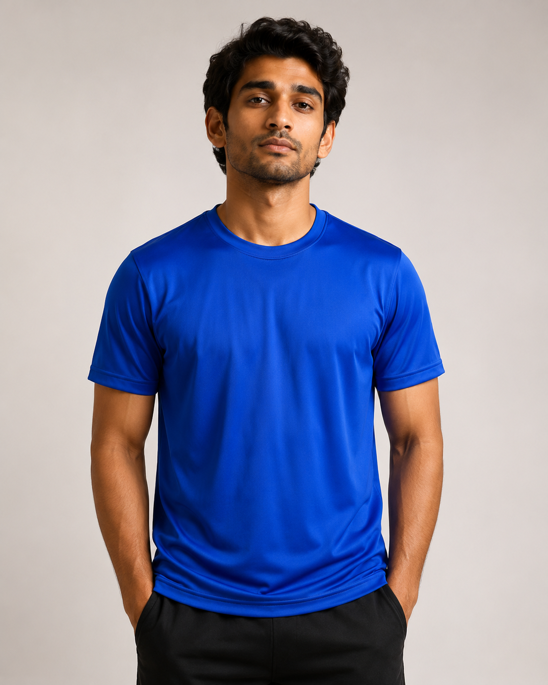 Mesh-Back Tee - Round-Neck Half-Sleeve